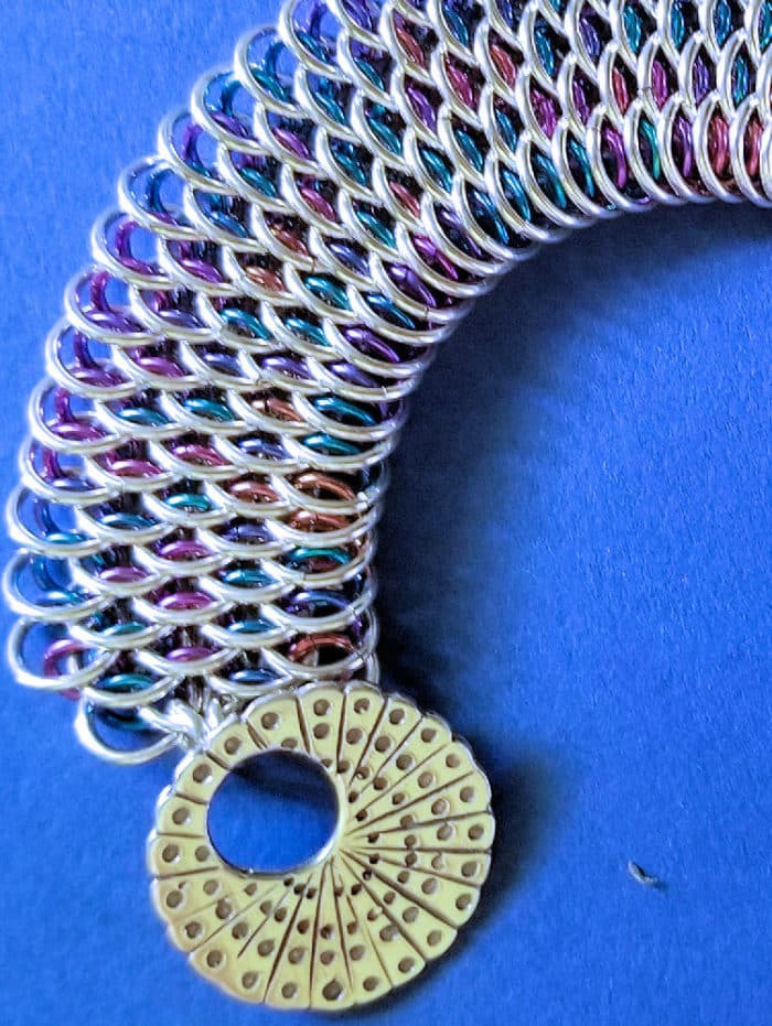 Dragonscale Chain Maille Bracelet in Argentium® Silver &  Anodized Niobium